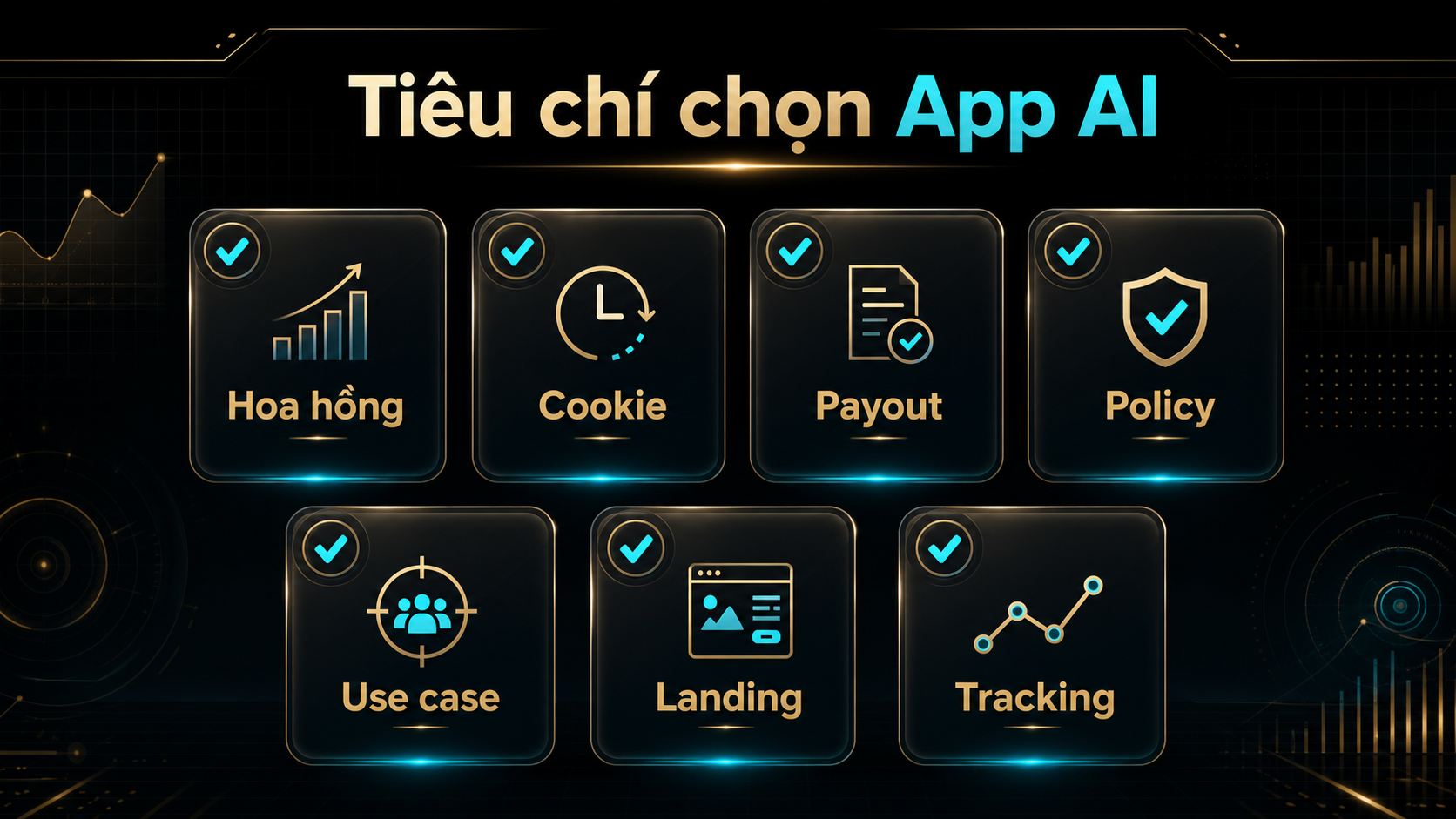 Bảng tiêu chí chọn app AI có chương trình affiliate