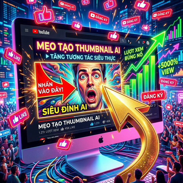 Tạo Thumbnail YouTube Triệu View Bằng AI: Kỹ Thuật 'High-Contrast' Kích Não Người Xem