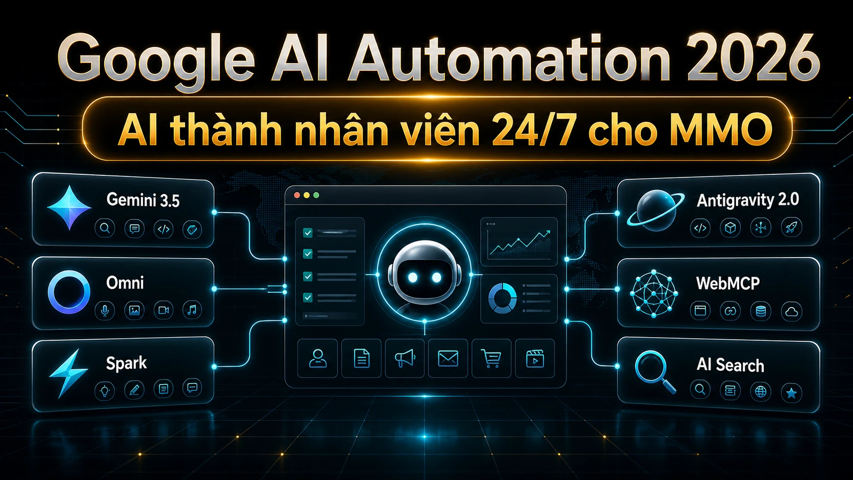 Gemini 3.5, Omni, Spark, Antigravity 2.0: Google Đang Biến AI Thành Nhân Viên 24/7 Cho MMO & Automation?